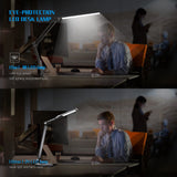 TROPICALTREE LED Desk Lamp, Swing Arm Desk Light with Clamp, 3 Lighting 10 Brightness Eye-Caring Modes, Reading Desk Lamps for Home Office 360°Spin with USB Adapter & Memory Function black-14W TROPICALTREE