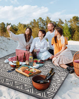 Outdoor Rug Carpet 6x9 ft, Flatweave Textured Outdoor Patio Rug Non Slip Indoor Outdoor Rugs with Rubber Particles Backing Boho Outdoor Area Rug for Patio Deck Front Porch Backyard Balcony MontVoo