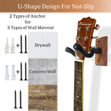 Onmiwod Guitar Wall Mount, Black Walnut Wood Guitar Hanger, U-Shaped Guitar Wall Hanger Mount, Guitar Holder Hook Stand Wall for Acoustic, Electric Guitar, Banjo, Bass, Gift for Guitar Player Men Boy Onmiwod