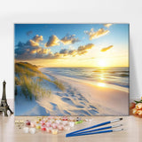 Seascape Paint by Numbers Kits DIY Coastal Art Paintings Crafts Scenic Coastal Landscape with Sand and Sea Grass Picture Adults Beginners Nature View Pattern Painting by Numbers Kits 16x20 in Rebotipy