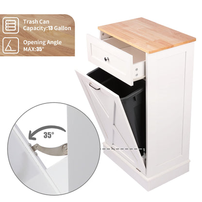 Betterhood Tilt Out Trash Cabinet 10 Gallon Wooden Free Standing Laundry Sorter Cabinet,Recycling Cabinet with Hideaway Drawer,Tilt Out Trash Cabinet Can Bin Kitchen (White) - WoodArtSupply