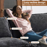 VINGLI 122" Cloud Black Convertible Sectional Sofa, Comfy L-Shape Extra Deep Seat Sofa Couch for Living Room,Modern Chenille 3-Seat Convertible Sofa with Movable Ottoman for Small Space VINGLI