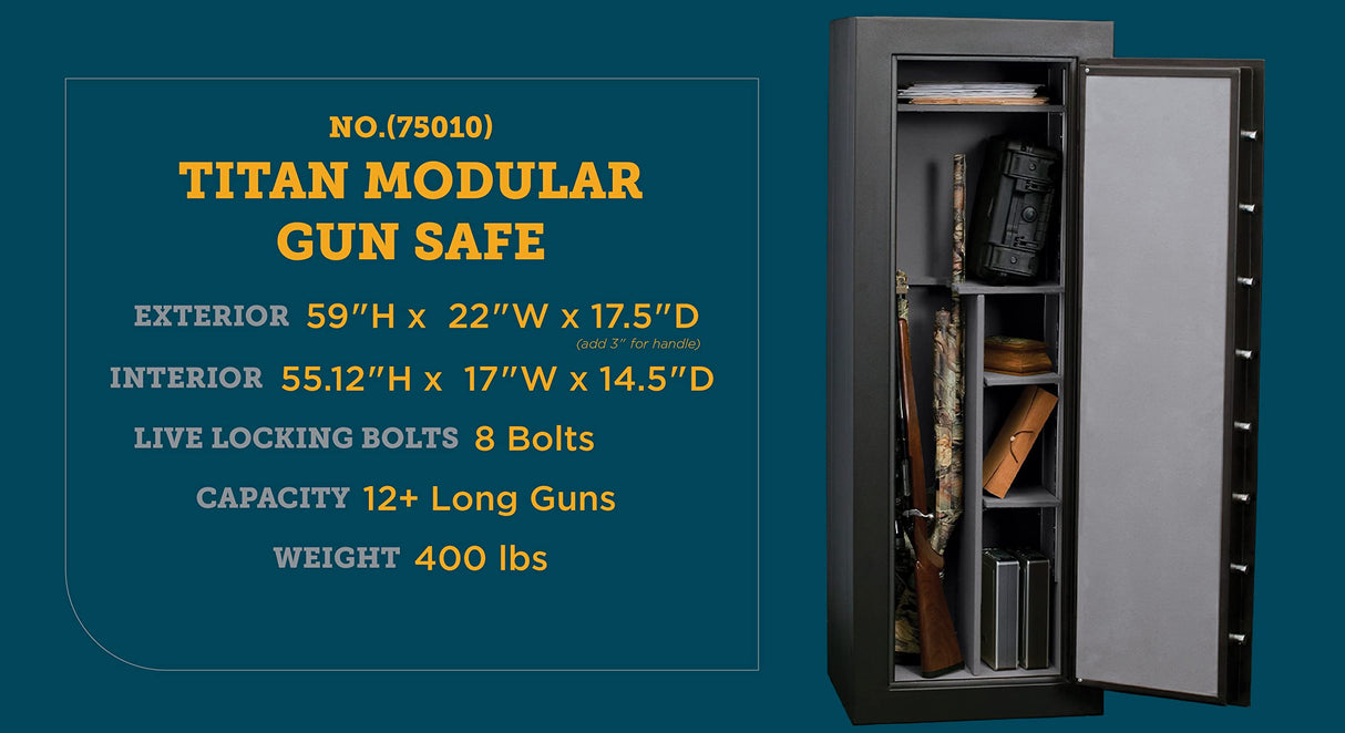 SnapSafe Titan Modular Gun Safe, 75010 - Easy to Assemble Heavy Duty Safe with Digital Keyless Entry & Fire Protection - Ideal Firearm Safe, Closet Vault, Home Safe for Valuables & Store Up to 12 Guns SnapSafe