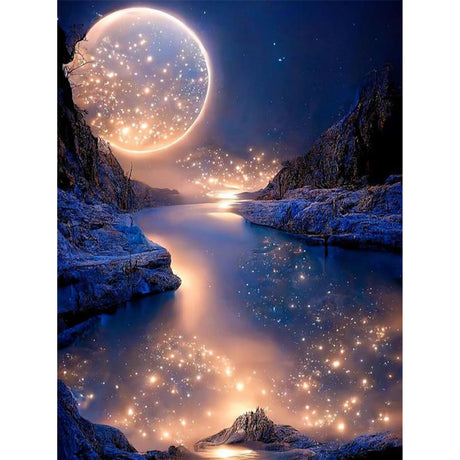 MIXFOSAHN Painting Pack of Adult 5D Diamond Painting Kit, DIY Full Diamond Art kit with Diamond Painting Crystal Art and Craft for Beginners 12x16 Inches Moon Lake MIXFOSAHN