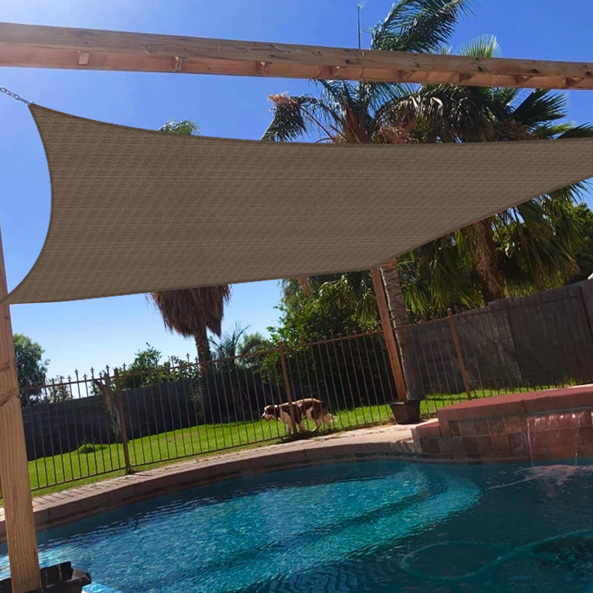 Windscreen4less 10' x 15' Sun Shade Sail Rectangle Outdoor Canopy Cover UV Block for Backyard Porch Pergola Deck Garden Patio (Brown) Windscreen4less