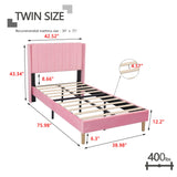 Zoophyter Upholstered Platform Bed Frame Twin Size with Headboard,Mattress Foundation/Strong Wooden Slats Support/No Box Spring Needed/Easy Assembly Pink Zoophyter