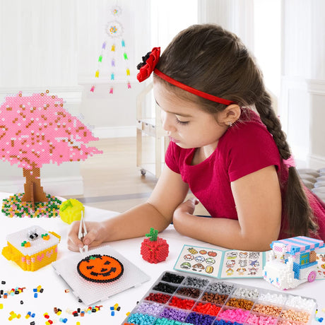 Meland Fuse Beads Kit - 11,000 pcs 36 Color Beads for Craft for Girls Age 5-12 Year Old,5MM Melty Beads Set Including 5 Pegboards, Ironing Paper & Chain Accessories Iron Beads Christmas Birthday Gift Meland