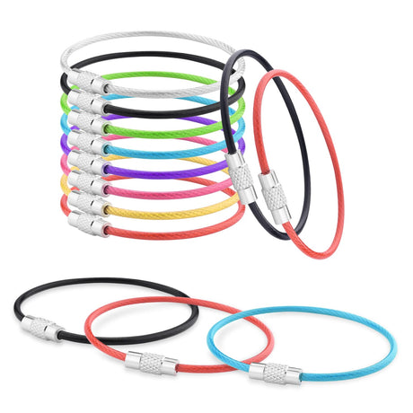 CooBigo 16 Pack Stainless Steel Loops 2mm Coated Wire Keychain Cable Large Keyrings 6 inch Key Chain for Luggage Tags, Key Tags, Keyrings, Kitchen utensils, Duster-Assorted Colors CooBigo