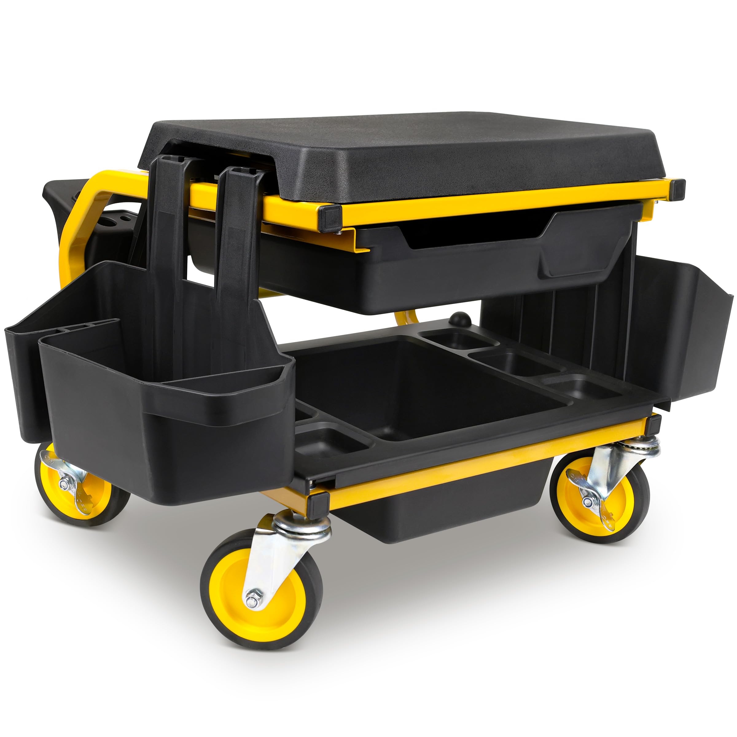 SMART JERRY - Rolling Mechanic Stool with Wheels, Garage Work Stool for ...