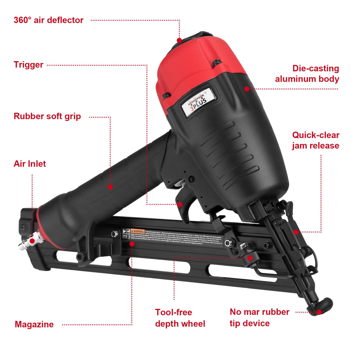 3PLUS HDA1564SP 15 Gauge Angled Finish Nailer 3PLUS