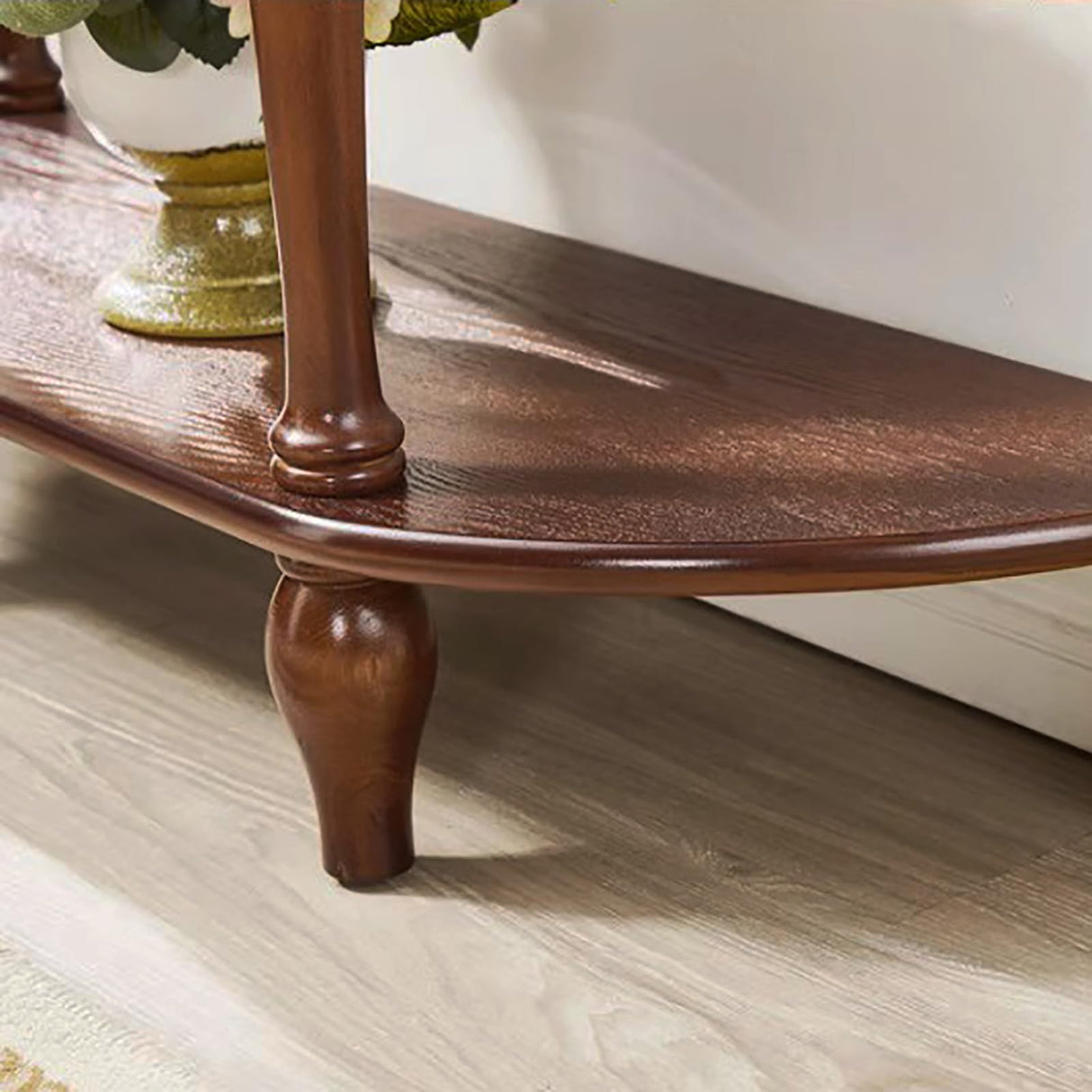 Mid-Century Console Table,Solid Wood Half Moon Table For Entryway Hallway Porch,Half Circle Table With Storage Drawer,Wooden Wall Sofa Table Small Accent Table(24"L x 12"W x 31"H, Cherry Wood) SUZEPER