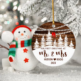 2024 Our First Christmas As Mr & Mrs Ornament, First Christmas Married Ornament 2024, Personalized Wooden Style Christmas Ornament 2024, Custom Christmas Tree Ornaments Hanging Accessories Yanria