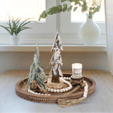 Oval Tray for Coffee Table - 16×11.8in Decorative Trays for Home Decor/w 58in Wood Bead Garland, Coffee Table Trays for Living Room and Kitchen Relaxing Garden
