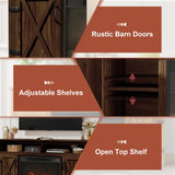 Furmax Farmhouse Fireplace TV Stand for TVs Up to 65 Inch Highboy Entertainment Center with Open Storage and Side Cabinets Rustic Media Console Table with Barn Doors for Living Room (Barnwood) Furmax