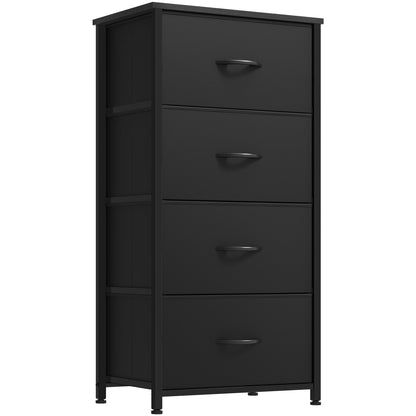 YITAHOME Storage Tower with 4 Drawers - Black Fabric Dresser, Organizer Unit for Bedroom, Living Room, Closets - Sturdy Steel Frame, Easy Pull Fabric Bins & Wooden Top