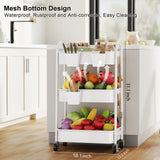 3 Tier Rolling Cart Metal with Wheels, Heavy Duty White Three Tiered Craft Cart Organizer on Wheels, Utility Roller Storage Carts for Art, Baby Nursery, Diaper Caddy, Snack,Book,Nail,Cleaning Supplies Osivaex