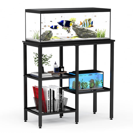 20 Gallon Fish Tank Stand Aquarium Fish Tank Stand, 3 Tier Metal Rack for Living Room/Office/Aquarium 29.1 x 12.3 x 30.1 Inches 330 LBS (Black) IRCPEN