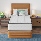 PayLessHere 12 Inch Innerspring Mattress in a Box with Bamboo Charcoal Gel Memory Foam Fiberglass Free CertiPUR-US Certified Medium Firm Spring Mattress Pressure Relief,Twin PayLessHere