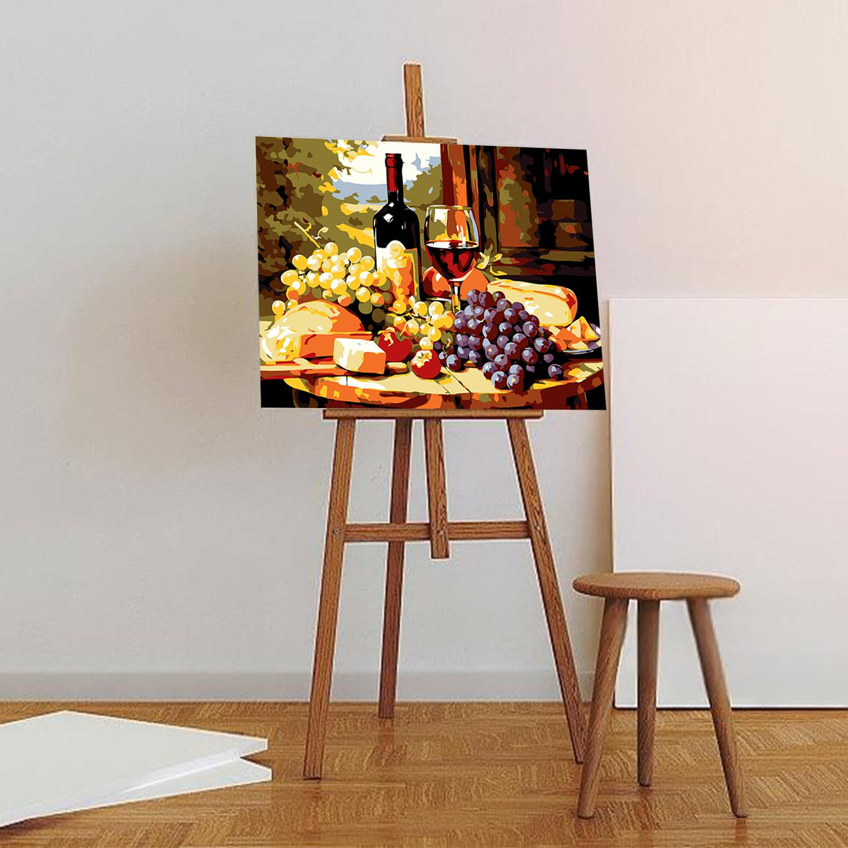 Auremi Fruit Paint by Number Kits for Adults,Red Wine Paint by Number on Canvas with Frame DIY Painting with Number Acrylic Oil Paint Kits for Home Decor 8x12 Inch Auremi