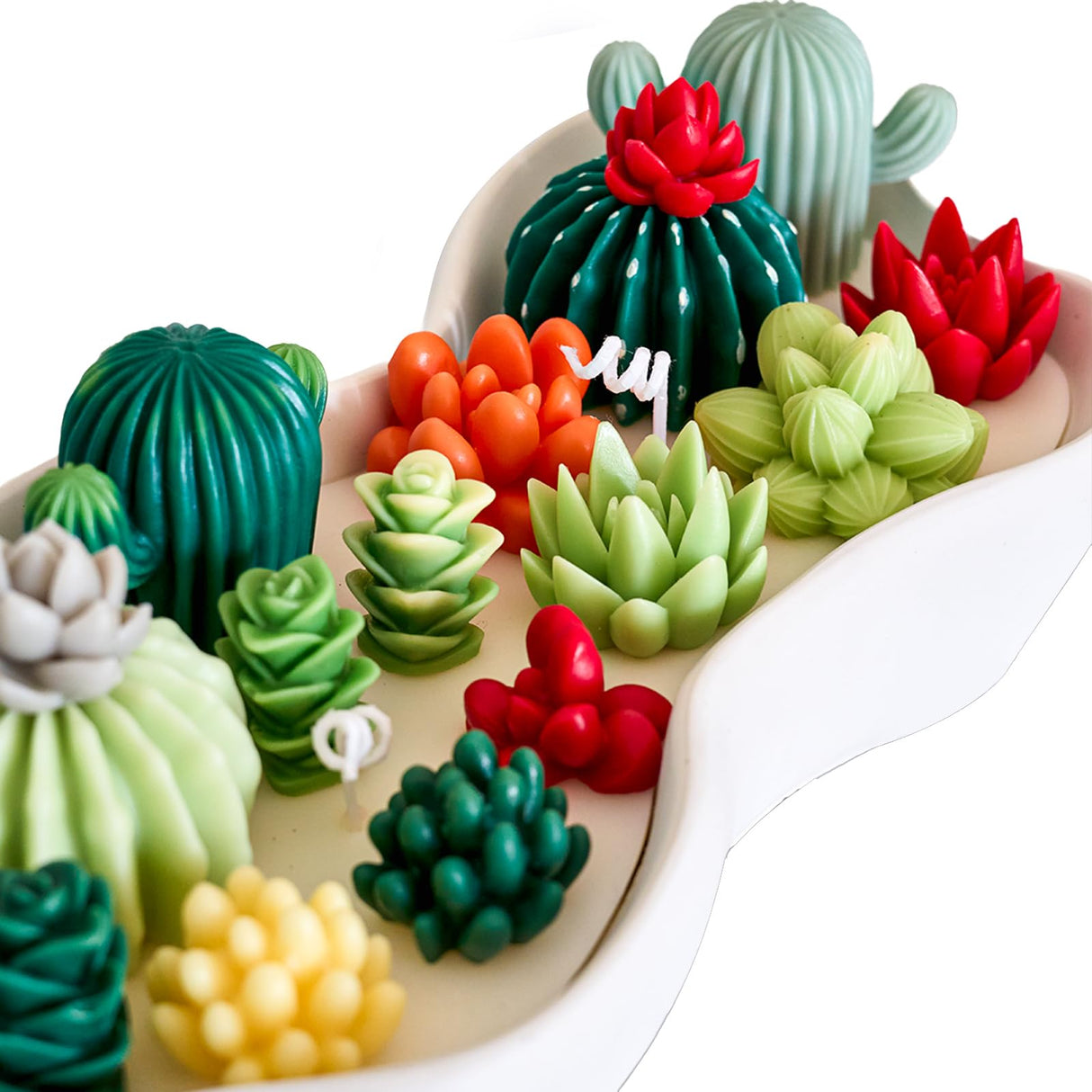 Succulent Wax Molds for Candle Making 10 Pack 3D Cacti Silicone Candle Mold Handmade Cactus Flower Plant Decorate Cement Resin Casting Soap Ornament Craft Mold Chocolate Cake Fondant Moulds Home Decor Dacies