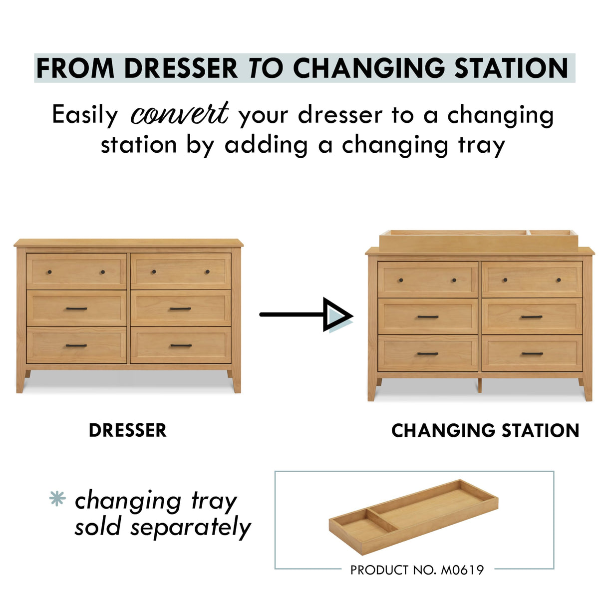 Davinci Sawyer Farmhouse 6-Drawer Dresser in Honey DaVinci