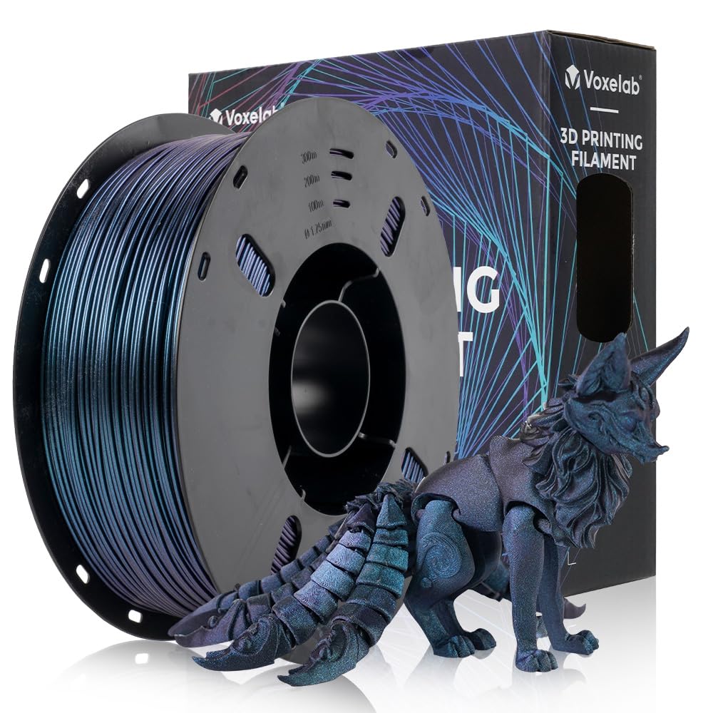 VOXELAB 3D Printer Filament Color Changeable PLA Filament 1.75mm, Burnt Titanium PLA 3D Printer Filament, Chameleon PLA 1kg (2.2lbs)-Dimensional Accuracy +/- 0.02mm, PLA Burnt Titanium Voxelab