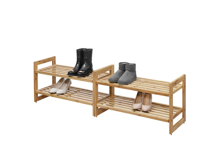 TRINITY Basics 2-Tier Stackable Bamboo Shoe Rack - (2 Pack) (TBFLNA-24112) TRINITY