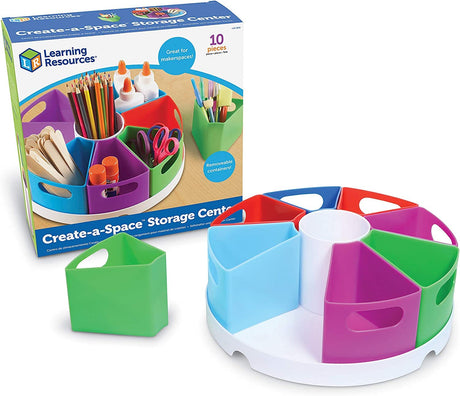 Learning Resources Create a Space Storage Center - 10 Piece set Desk Organizer for Kids, Art Organizer for Kids, Crayon Organizer, Homeschool Organizers and Storage Learning Resources