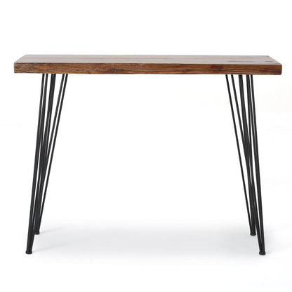 Chana Industrial Faux Live Edge Rectangular Bar Table by Christopher Knight Home - WoodArtSupply