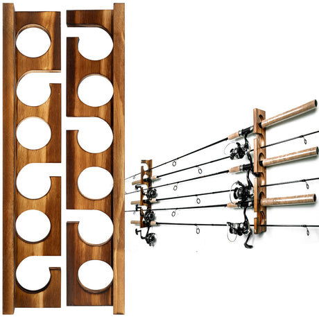 Ghosthorn Holds Up to 6 Rods Fishing Pole Rod Racks Wall or Ceiling Mounted Fishing Pole Rod Holders for Garage Storage Organizer Fishing Gear Equipment for Men Women Ghosthorn