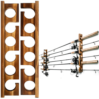 Ghosthorn Holds Up to 6 Rods Fishing Pole Rod Racks Wall or Ceiling Mounted Fishing Pole Rod Holders for Garage Storage Organizer Fishing Gear Equipment for Men Women