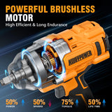ALLOYPOWER Cordless Brushless Impact Wrench, 1475 ft-lbs (2000N.m), 1/2 High Torque power impact gun, 3-Mode Speed, 4000mAh Battery, 3 Sockets, Electric Impact Wrench Set for Car Tire Truck RV Mower ALLOY POWER