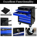 WTRAVEL Rolling Tool Chest with 7-Drawer Tool Box with Wheels Multifunctional Tool Cart Mechanic Tool Storage Cabinet for Garage, Warehouse, Workshop, Repair Shop (Black & Blue) WTRAVEL