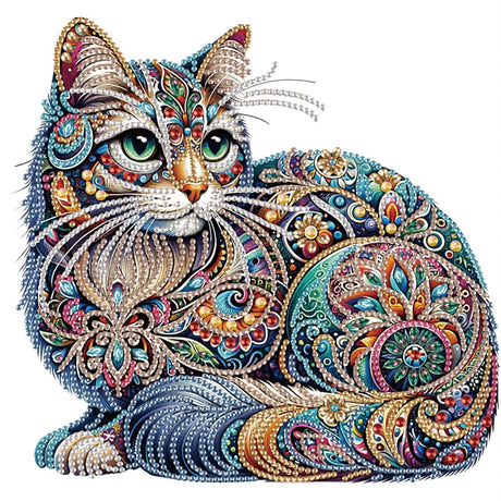 WSLWXSHM 5D Special Shape Diamond Art Kits for Beginners, Diamond Painting Kits for Adults Cat, Crystal Rhinestones Diamond Painting for Home Wall Decoration Gift 12×12inch/30×30cm, Animal WSLWXSHM