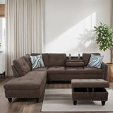 Trygoal L Shaped Couches for Living Room, Sectional Couch Living Room Furniture with Storage Ottoman, Modular Sectional Sofa with Movable Chaise for Apartment Office, Brown Trygoal