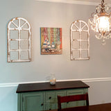 Toppay 2-Pack Distressed Arched Cathedral Window Frame Wall Decor, Antique White, 32 inchx16 inch Toppay