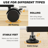 5Rcom Rolling TV Stand, Mobile TV Cart for 13-50 Inch Flat Curved TV with Tilting and Rotating, Portrait to Landscape, Height Adjustable Portable TV Stand with Wheels for Home/Office/Outdoor/Mall 5Rcom