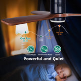 YITAHOME 52 Inch Low Profile Ceiling Fan with Light and Remote, Smart Ceiling Fan Compatible with Alexa, Flush Mount Ceiling Fan with Quiet DC Motor, Reversible Airflow for Outdoor Indoor YITAHOME