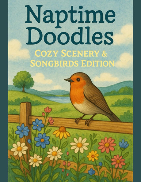 Naptime Doodles: Cozy Scenery & Songbirds Edition: A calming senior-friendly coloring book with simple nature scenes, bold outlines, and peaceful songbirds (Naptime Doodles: Cozy Senior Series) WoodArtSupply