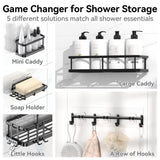 YASONIC Shower Caddy, 6 Pack Large Capacity Shower Organizer with Soap Holder and 12 Hooks, Rustproof Shower Shelves for Inside Shower, No Drilling&Sleek Bathroom Organizers and Storage YASONIC