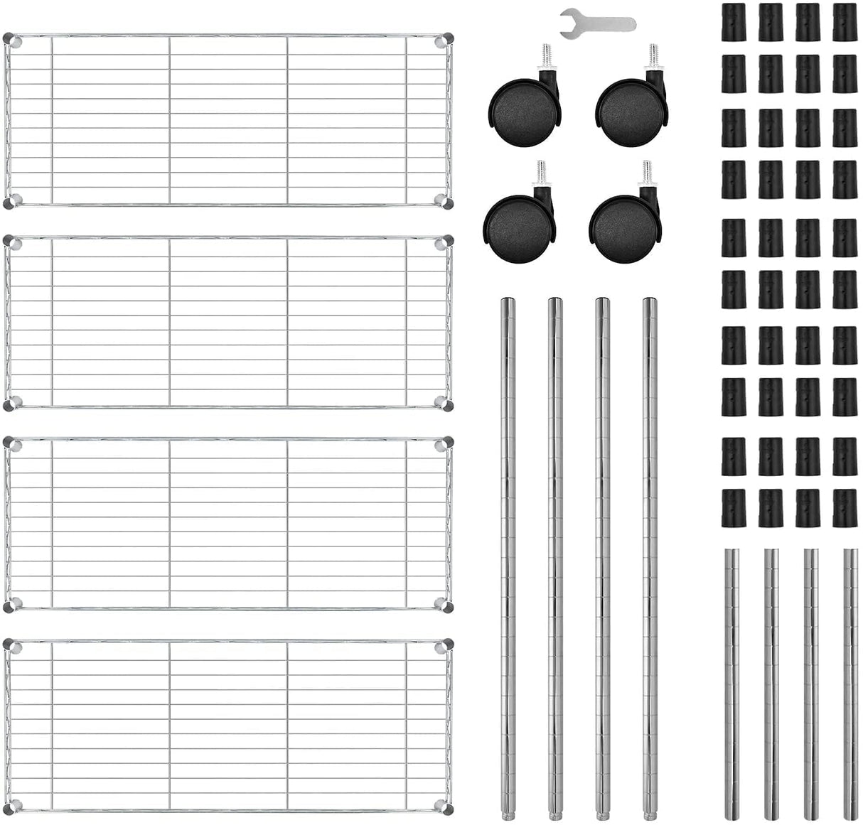 Simple Deluxe Heavy Duty 4-Shelf Storage Shelving Unit, 35.83D x 13.98W x 55.91H Steel Organizer Wire Rack with 1000Lb Capacity, Chrome Simple Deluxe