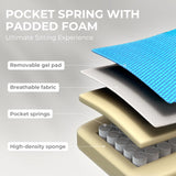 Dowinx Gaming Chair Breathable Fabric Computer Chair with Pocket Spring Cushion, Comfortable Office Chair with Gel Pad and Storage Bag,Massage Game Chair with Footrest,Beige Dowinx