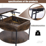 Mmucco 35.43" Round Lift Top Coffee Table with 2-Tier Storage, Circle Storage Coffee Tables with LED Light for Living Room,Round Storage Coffee Table for Home Office Mmucco