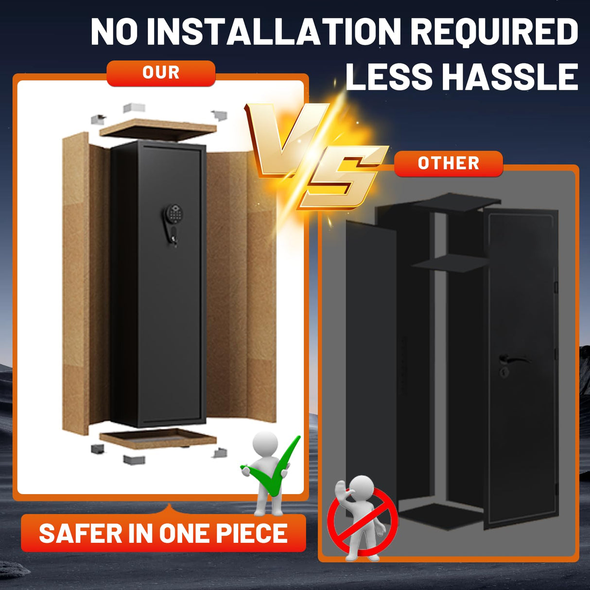 5-6 Gun Safe for Rifles and Pistols, Quick Access Biometric Gun Safe, No Assembly Required Large Gun Cabinet, Tall Liberty Gun Safe for Home Rifle Handgun, Gun Locker With Adjustable & Alarm ZIWJHK