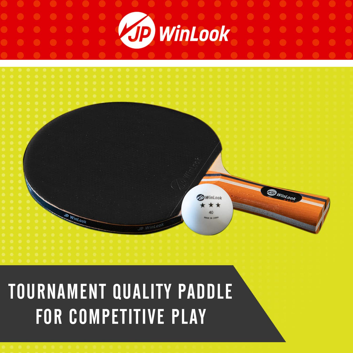 JP WinLook Ping Pong Paddle Set - Four Professional Table Tennis Paddles, Eight Balls, and A Case for Indoor & Outdoor Play - Premium Ping Pong Racket Set for All Players JP WinLook
