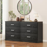 Bigbiglife Wood Dresser for Bedroom, 6 Drawer Double Dresser, Modern Chest of Drawers with Deep Drawers, Large Storage Organizer for Living Room, Closet,15.8" D x 47.2" W x 27.7" H (Black) Bigbiglife