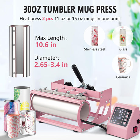 Hitgrand Heat Press Machine 15x15 inch, Heat Press Machine for T-Shirts, 5 in 1 Heat Press with 30 OZ Tumbler Press, Combo Tumbler Heat Press Machine Sublimation for Hat Cap Mug Plate Hitgrand