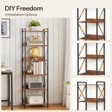 HOOBRO Bookshelf, 6-Tier Industrial Bookcase, Book Shelf Storage Organizer, Tall Bookshelf with Metal Frame for Living Room, Bedroom, Home Office, Kitchen, Rustic Brown and Black BF72SJ01 HOOBRO