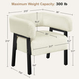 Yaheetech Corduroy Barrel Accent Chair Set of 2, Modern Upholstered Armchair with Solid Wood Legs, Cozy Leisure Chair with Pocket Coiled Seat for Living Room, Bedroom, Reading Nook Beige Yaheetech