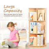 OOOK Solid Wood Rotating Bookshelf for Kids, Spinning Bookshelf Tower with Large Capacity for Small Space, 360° Display 3 Tier Thick Corner Shelf with Texture for Bedroom, Reading Room, Living Room OOOK